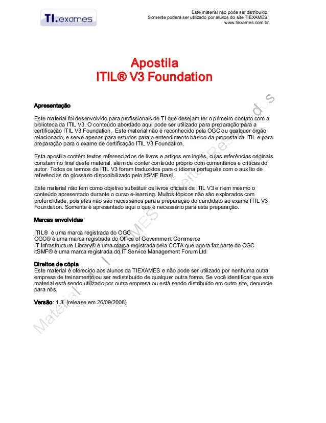 apostila de itil v3 em portugues